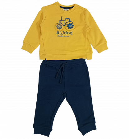 Treninguri lifestyle - Trening baieti, OVS, Tractor, pantaloni si bluza, Bumbac organic, 9-12 luni