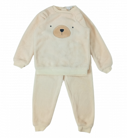Treninguri lifestyle - Trening flausat copii, Urs polar cu urechi, Poliester, 18-24 luni,