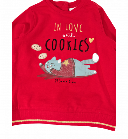 Trening flausat fete, OVS, In love with cookies of Santa Claus, Bumbac, Rosu & Gri, 2-3 ani [2]