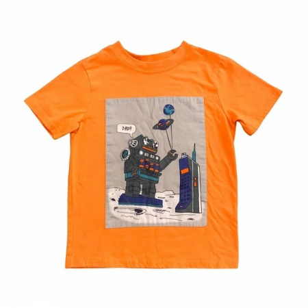 Tricouri copii - Tricou baieti, Garanimals, Robot, aplicatie decorativa, Bumbac,