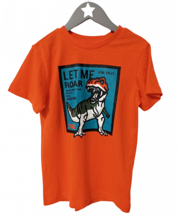 Tricouri copii - Tricou baieti, OVS, imprimeu grafic, Bumbac organic, Portocaliu, 116 CM, 5-6 ani