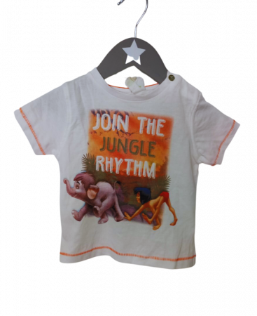 Tricouri copii - Tricou bebelusi,Disney, imprimeu grafic, Bumbac organic, Alb, 68 CM, 6-9 luni
