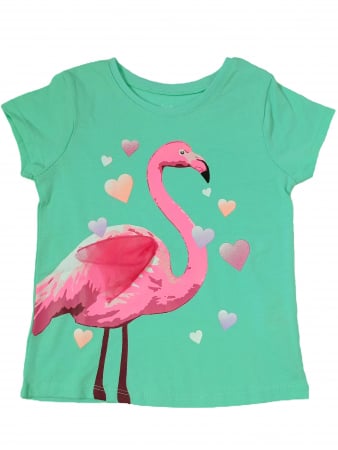 Tricouri copii - Tricou fete, Garanimals, Flamingo, Bumbac, Turcoaz, 108 CM, 4 ani