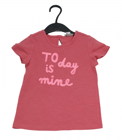 Imbracaminte copii - Tricou fete, OVS, imprimeu text, Bumbac organic, Roz, 86 CM, 18-24 luni