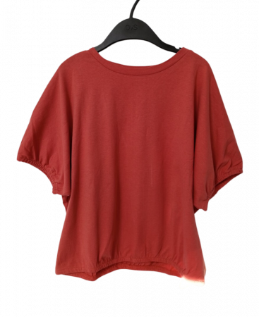 Tricouri copii - Tricou fete, OVS, imprimeu text, Viscoza/elastan, Caramiziu, 158 CM, 12-13 ani