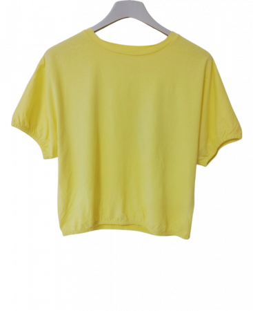Imbracaminte copii - Tricou fete, OVS, imprimeu text, Viscoza/elastan, Galben, 164 CM, 13-14 ani