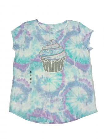 Tricou fete, The Children's PLACE, Cupcake Tie Dye Top - Azureus, bumbac, 16 ani, [4]