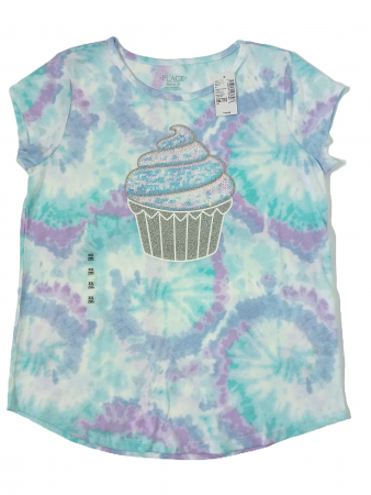 Imbracaminte copii - Tricou fete, The Children's PLACE, Cupcake Tie Dye Top - Azureus, bumbac, 16 ani,