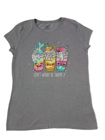 Imbracaminte copii - Tricou fete, The Children's PLACE, Don't worry be frappe-y, bumbac/poliester, 16 ani