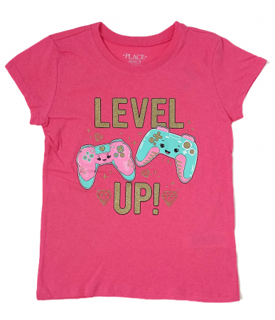 Tricouri copii - Tricou fete, The Children's PLACE, Level UP, bumbac, 4 ani