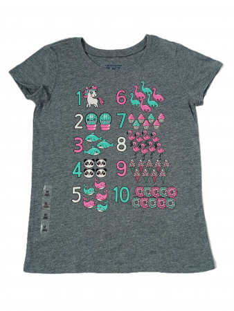 Tricouri copii - Tricou fete, The Children's PLACE, Numbers, bumbac,