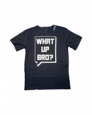 Imbracaminte copii - Tricou baieti, The Children's PLACE,What up bro ?, Bumbac, Gri inchis, XXL,188 cm, 18 ani