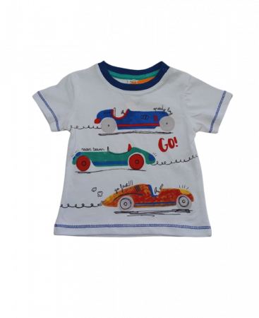 Tricouri copii - Tricou pentru bebe, OVS, Masinute, Bumbac, Alb, 62 CM, 3-6 luni