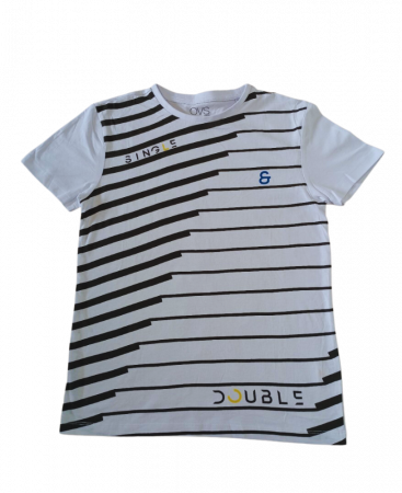 Tricouri copii - Tricou pentru copii, OVS, model in dungi, Bumbac, Alb, 152 CM, 11-12 ani