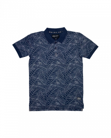 Tricouri copii - Tricou polo albastru inchis cu ferigi