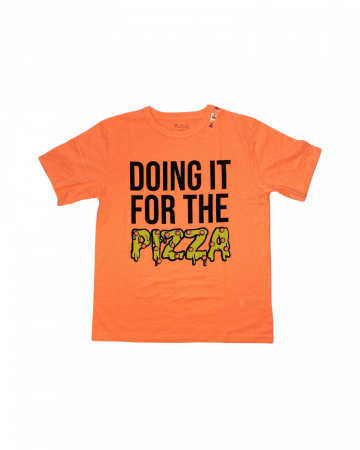 Tricouri copii - Tricou fete, The Children's PLACE, Doing it for the pizza, Bumbac si poliester, portocaliu,152 cm,12 ani