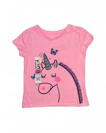 Tricouri copii - Tricou fete, Garanimals, Unicorn si fluturi, Bumbac, Roz, 98 cm, 3 ani