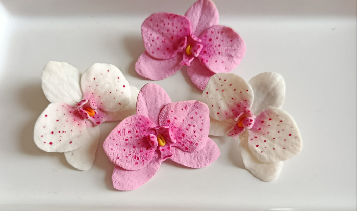 Cercei cu șurub - orhidee roz [2]