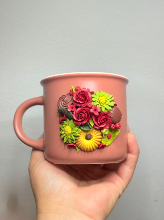 Căni artizanale, decorate cu bucurie ❤️ - Cana - Fantezie florala