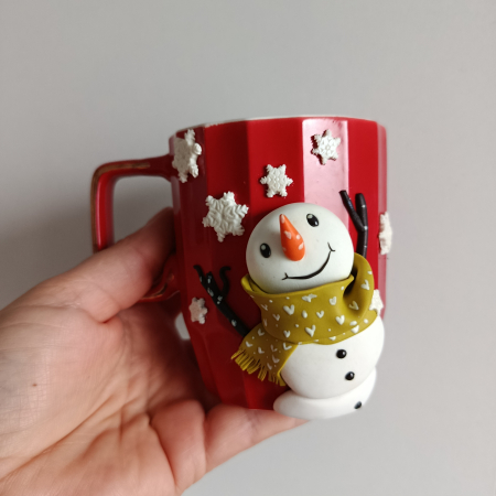 Căni artizanale, decorate cu bucurie ❤️ - Cana Snowman