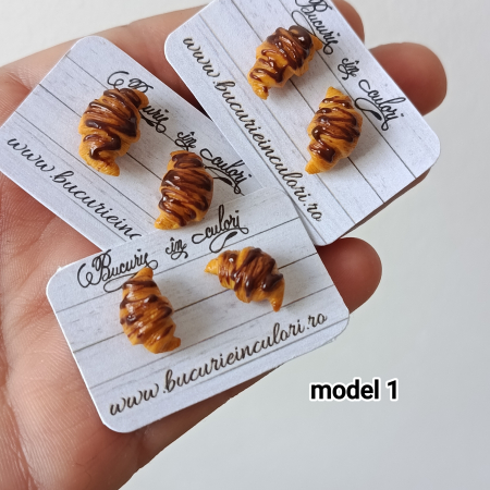 Yum-Yums - Cercei - Croissant cu ciocolata (stud)