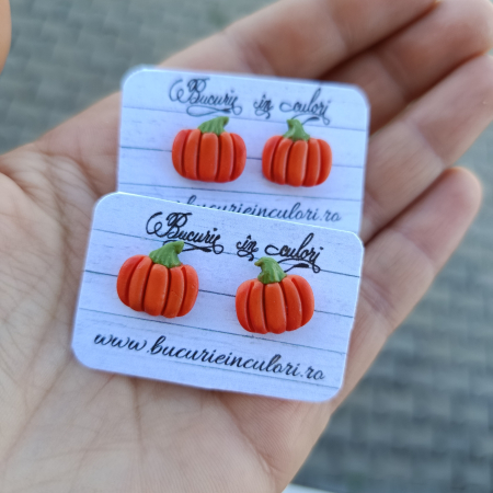 Cercei lut polimeric - Cercei stud - dovleci simpatici