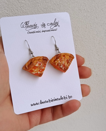 Cercei lut polimeric - Cercei "Tarta cu dovleac"