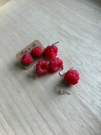 Cercei lut polimeric - Cercei - zmeură rosie
