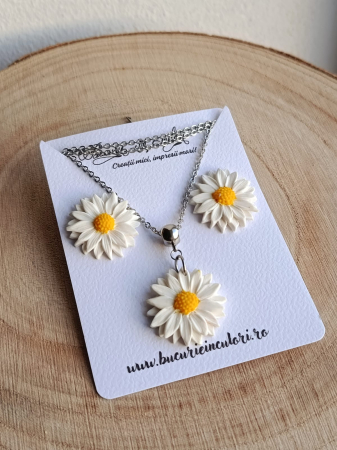 Cercei lut polimeric - Set Margarete (cercei si colier)