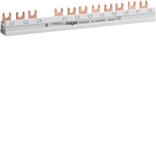 Busbar 3P, furca 12M 10mmp 63A, HAGER, KDN363F [1]