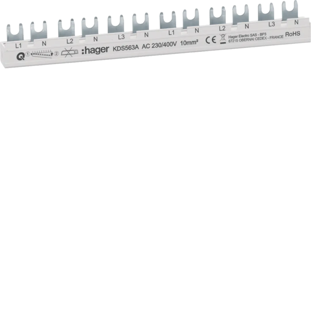 Busbar 3P+N 63A furcă 10mmp 12M, 1PNx6 QB, KDS563A [1]