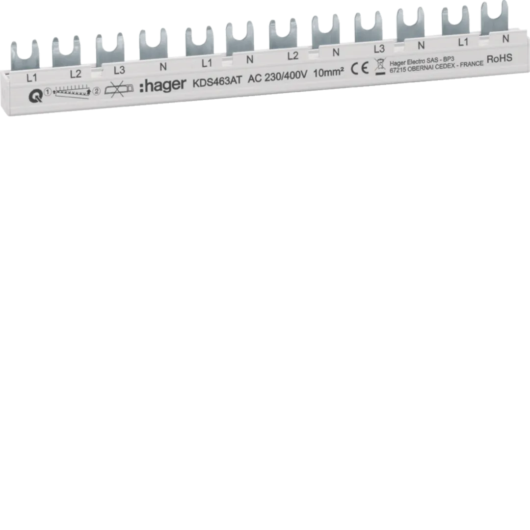 Busbar 3P+N 63A furcă 10mmp 12M, 3PN-1PNx4 QB, KDS463AT [1]