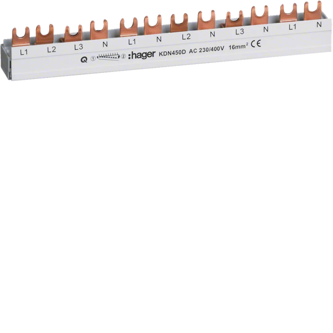 Busbar 3P+N 80A furcă 16mmp 12M, pt alimentare 3P+N și iesiri 1P+N, KDN450D [1]