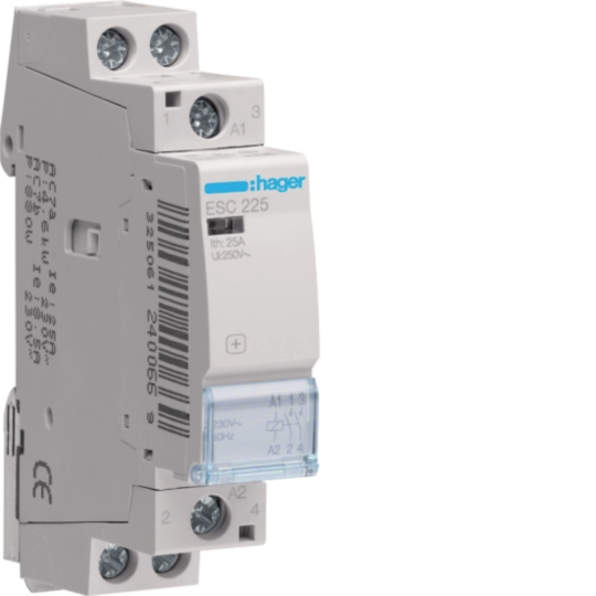 Contactor, 25A, 2ND, 230V, ESC225, Hager [1]