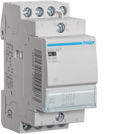Contactor, 25A, 2ND+2NI, 230V, ESC427, Hager [1]