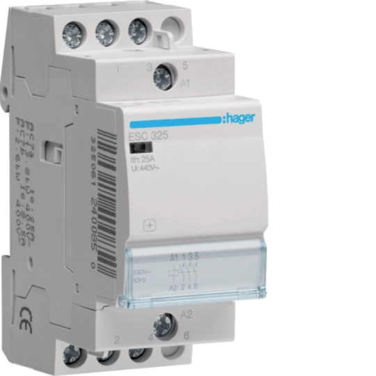 Contactor, 25A, 3ND, 230V, ESC325, Hager [1]