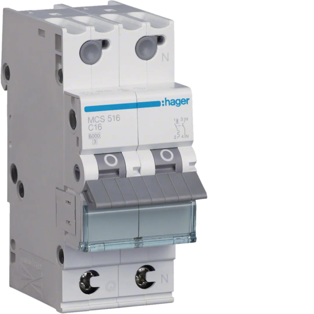Disjunctor 1P+N 6kA C-16A QC 2M, MCS516 [1]