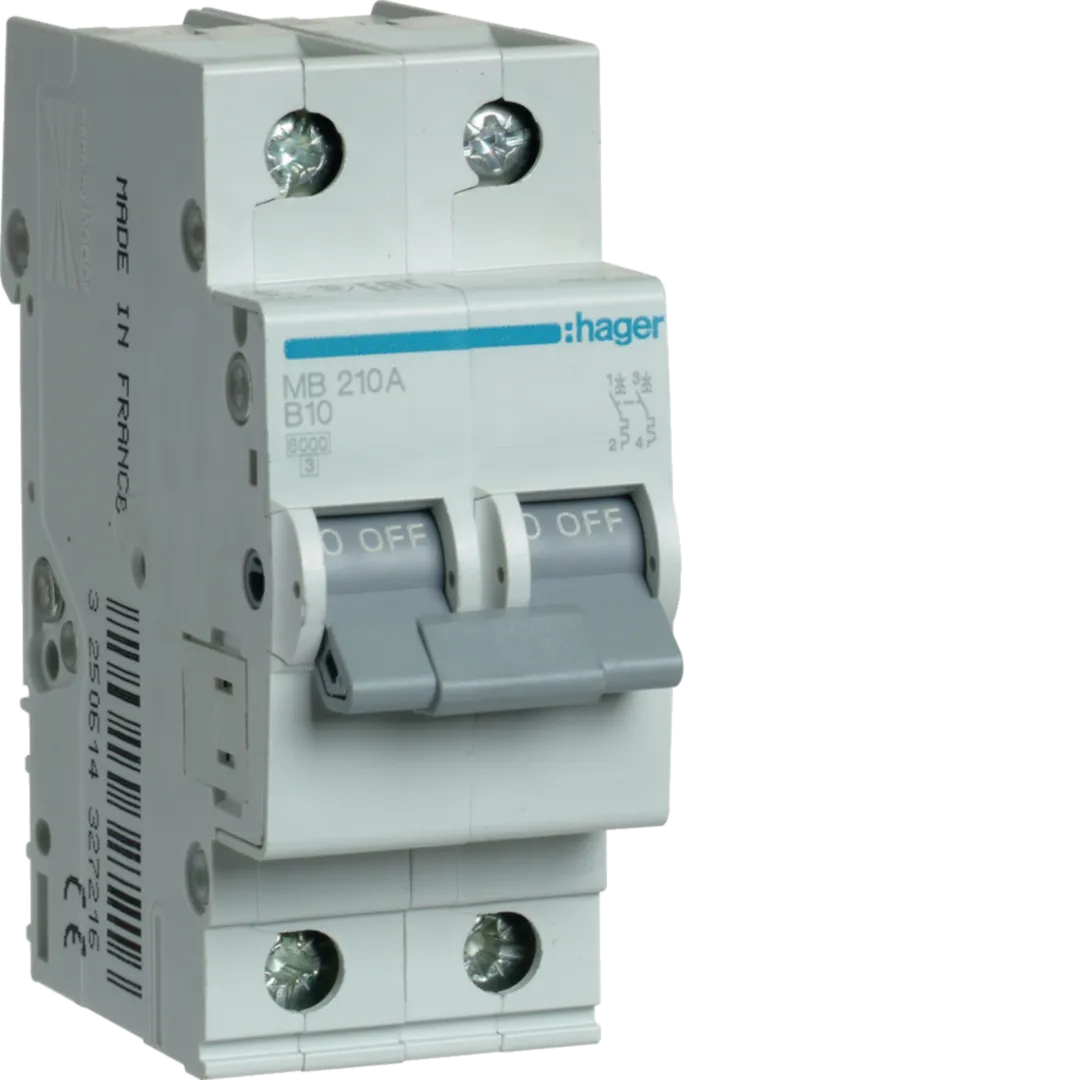 Siguranță Automată Disjunctor Hager MB210A 2P 10A 6kA Curba B MCB Protecție Circuit Electric [1]
