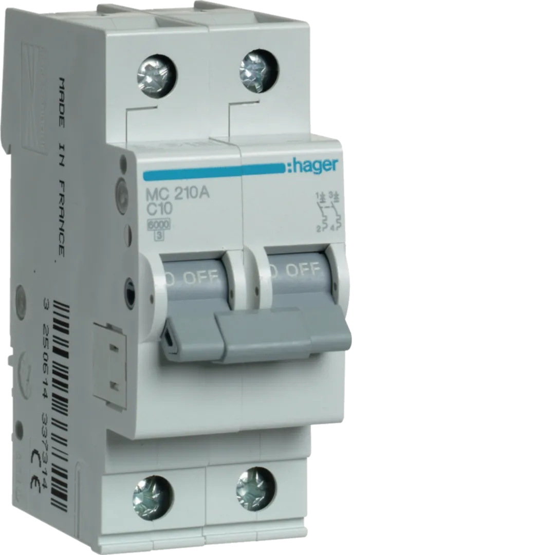 Siguranță Automată Disjunctor Hager MC210A 2P 10A 6kA Curba C MCB Protecție Circuit Electric [1]