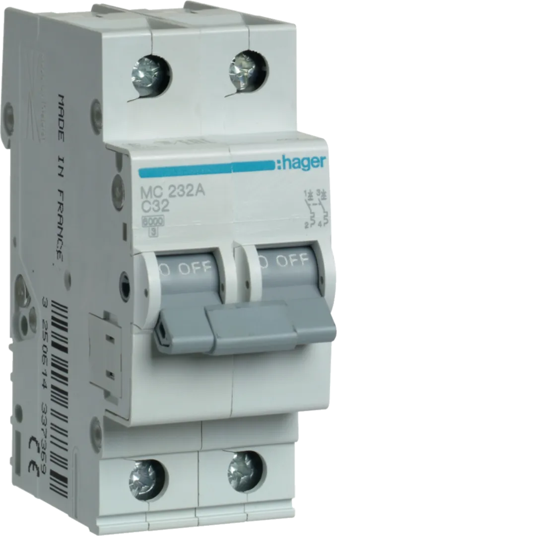Siguranță Automată Disjunctor Hager MC232A 2P 32A 6kA Curba C MCB Protecție Circuit Electric [1]