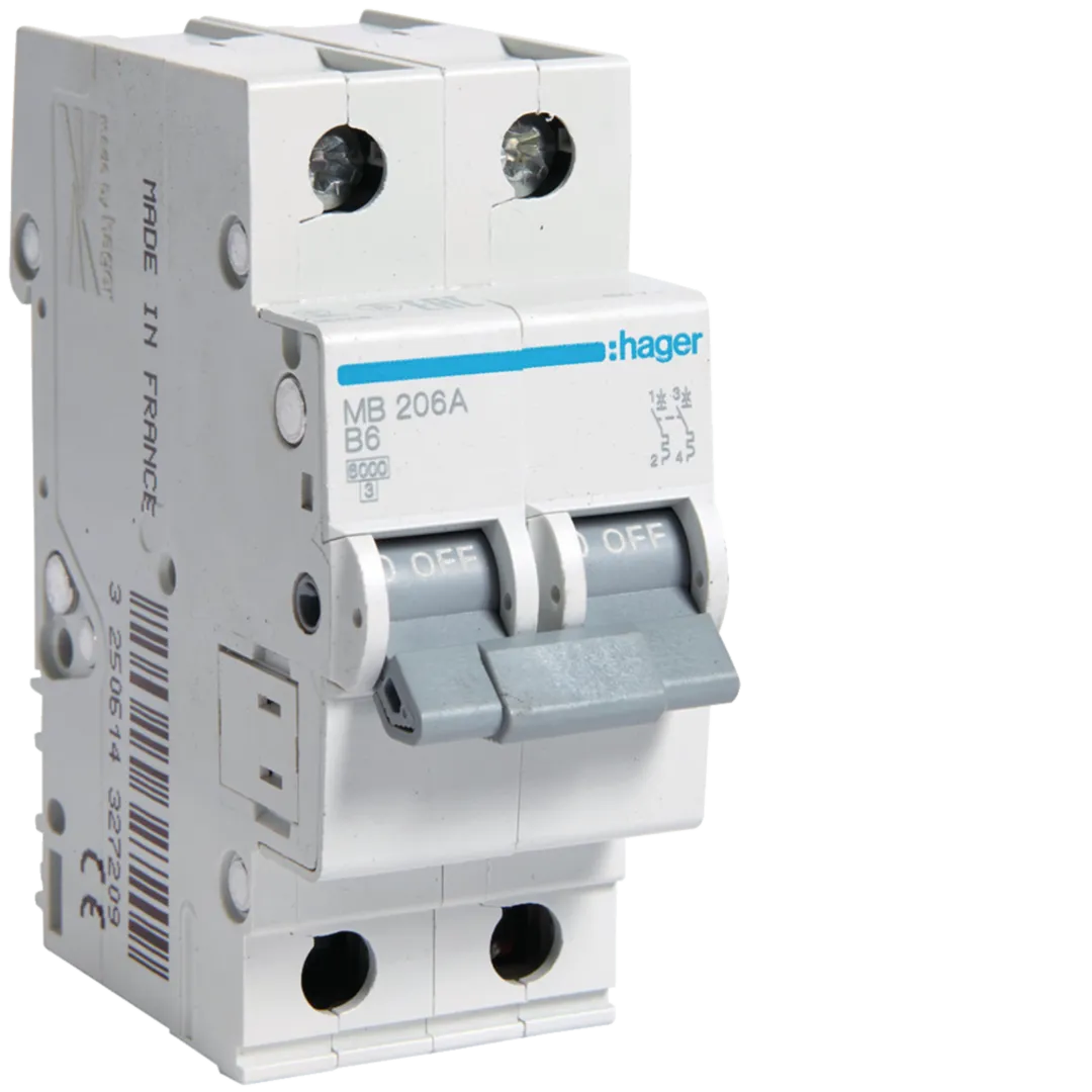 Siguranță Automată Disjunctor Hager MB206A 2P 6A 6kA Curba B MCB Protecție Circuit Electric [1]