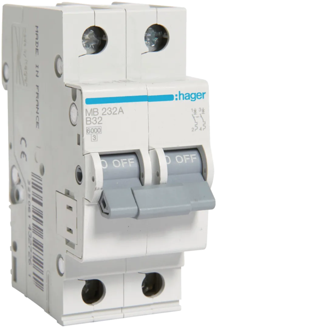 Siguranță Automată Disjunctor Hager MB232A 2P 32A 6kA Curba B MCB Protecție Circuit Electric [1]