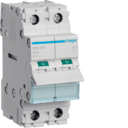 Separator sarcină Hager SBN240 – 2 poli, 40A, 400V, montaj pe șină DIN [1]