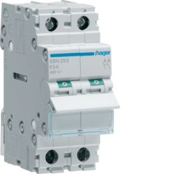 Separator de sarcină modular Hager SBN263 – 2 poli, 63A, 400V, 2 module [1]
