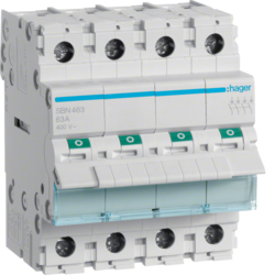 Separator sarcină modular Hager SBN463 – 4 poli, 63A, 400V, 4 module [1]