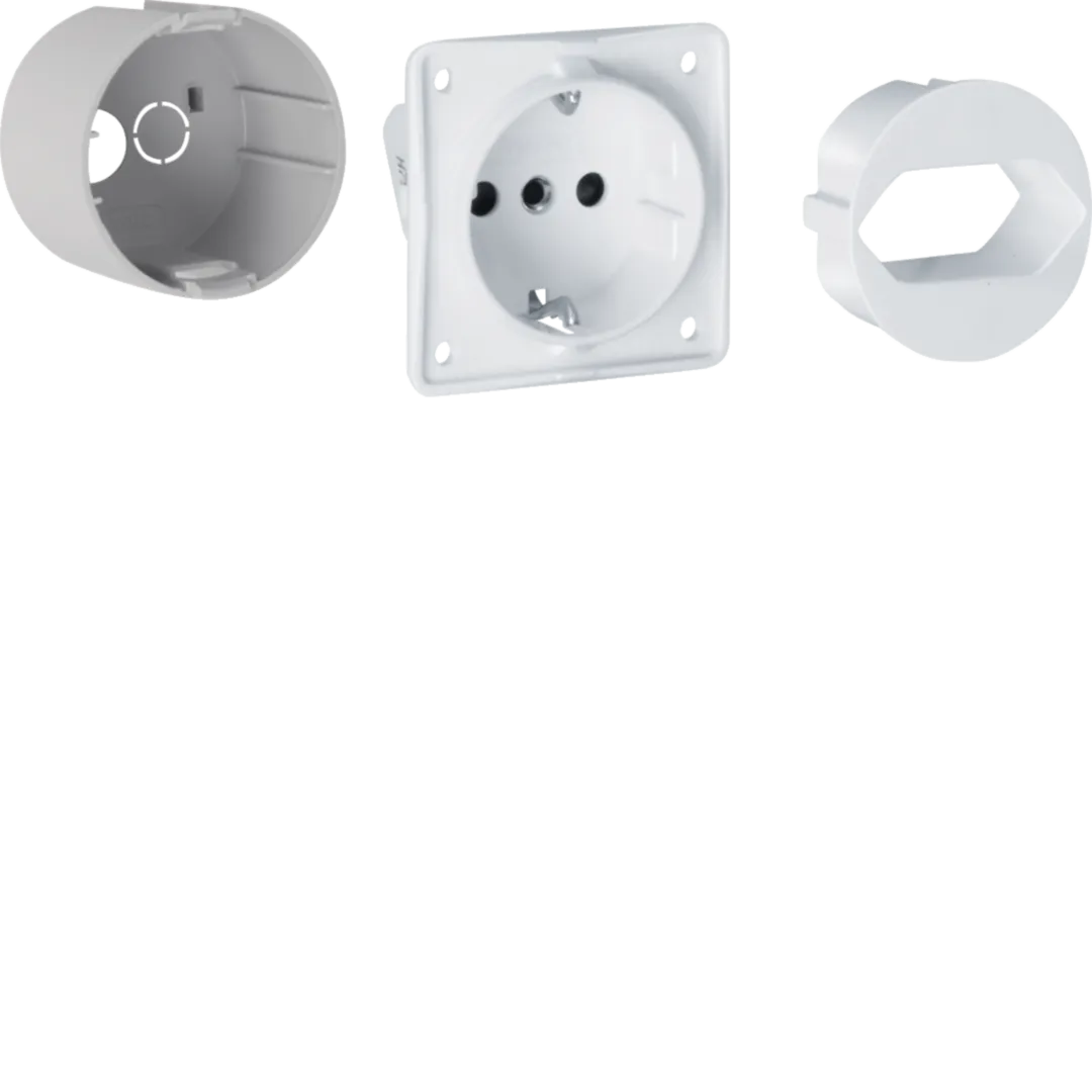 Priză Schuko cu accesorii montaj, tablou multimedia, Hager [1]