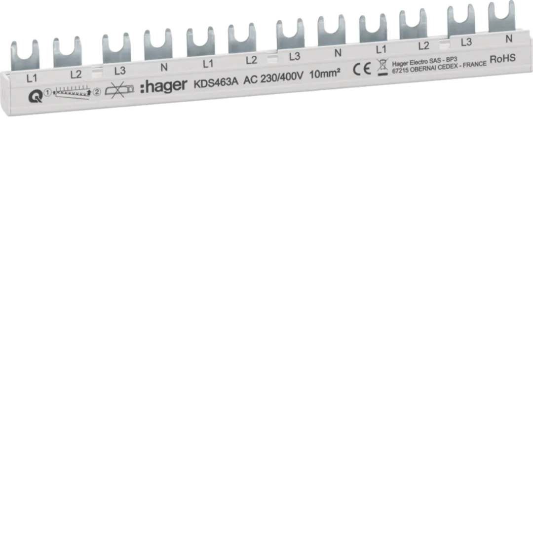 Busbar - Bareta 3P+N 63A furca 10mmp 12M 63A QB, KDS463A