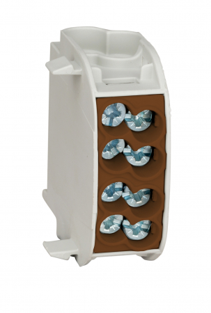Accesorii - Clemă electrică Schrack IKA26140--, izolată, 25mm², pentru conductori Cu-Al, montaj DIN, unipolară, maro.