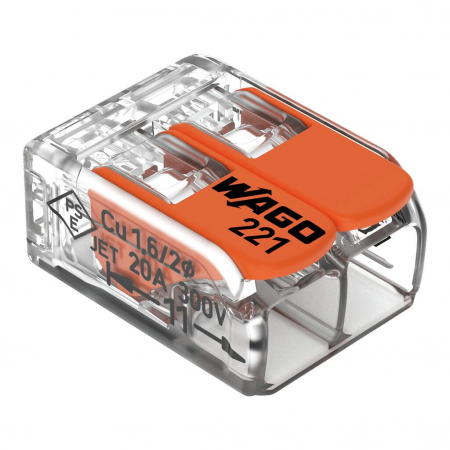 Cleme Wago - Clema Wago 2 poli cablu litat, cod 221-412