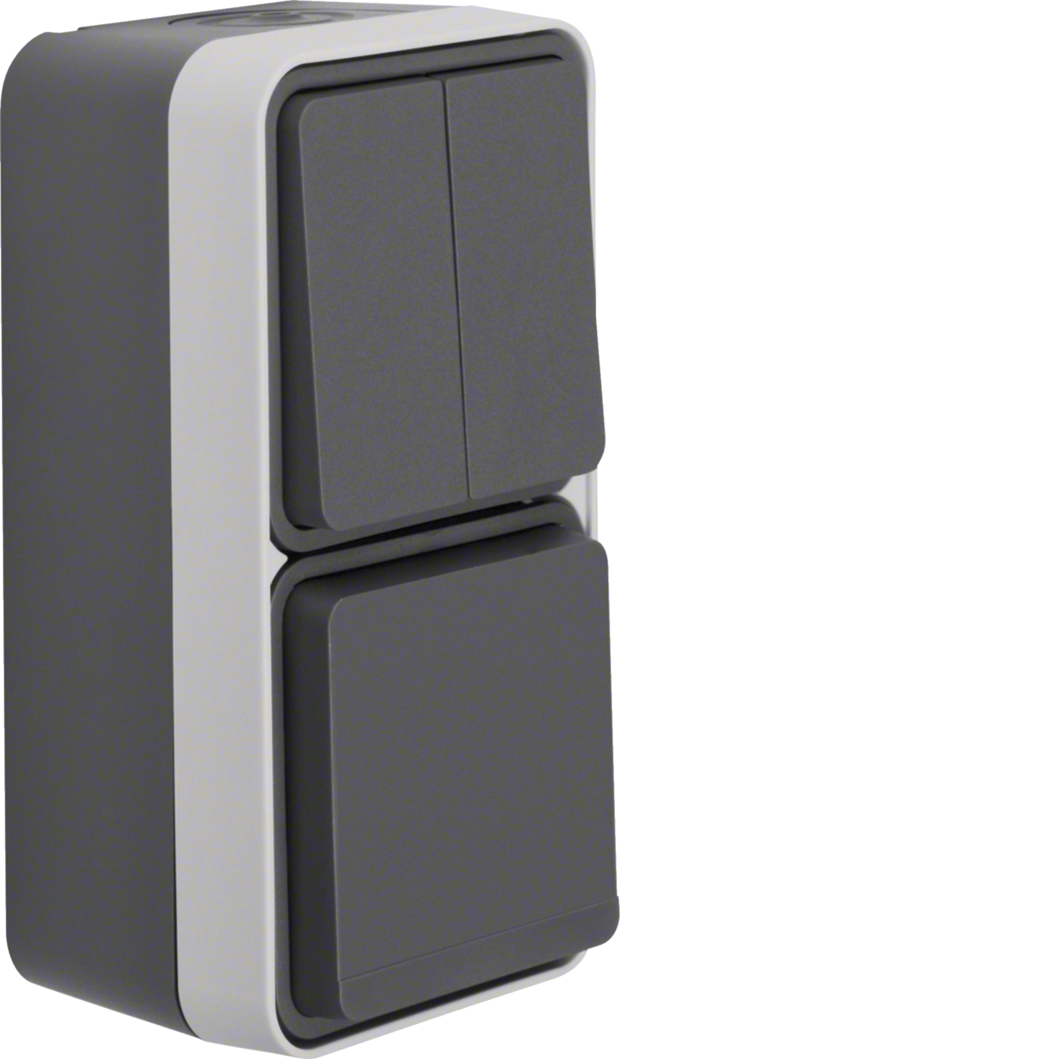 Prize Intrerupatoare - Combinatie priza si comutator, vertical, W.1, IP55, gri, Hager, WNC081